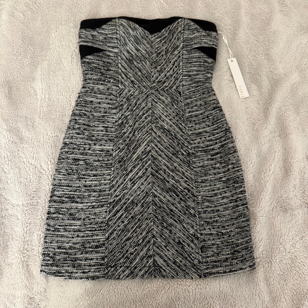 FABLE Tweed Strapless Dress